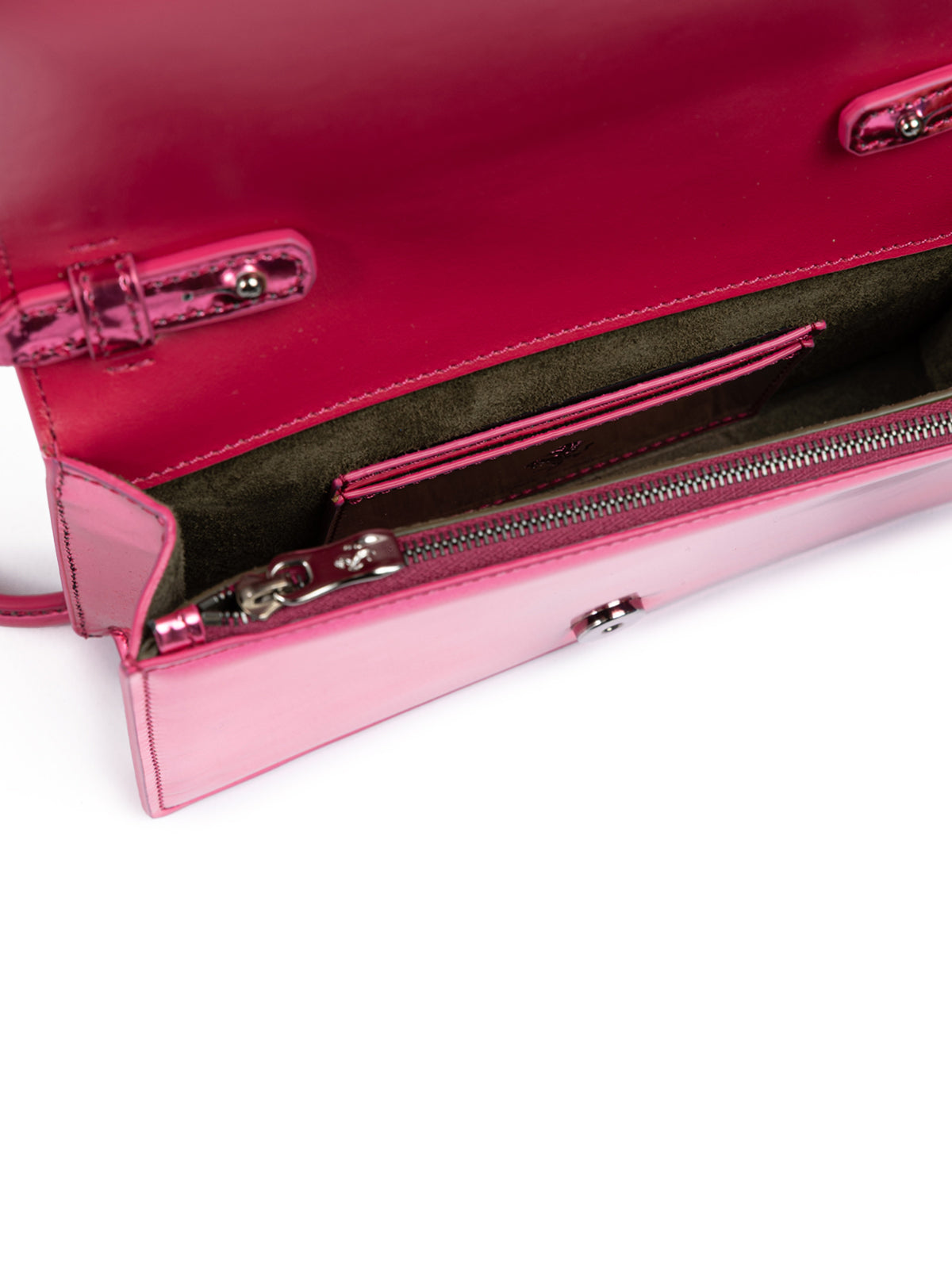 Ferrari Metal Pembe GT Patent Deri Zincirli Çanta